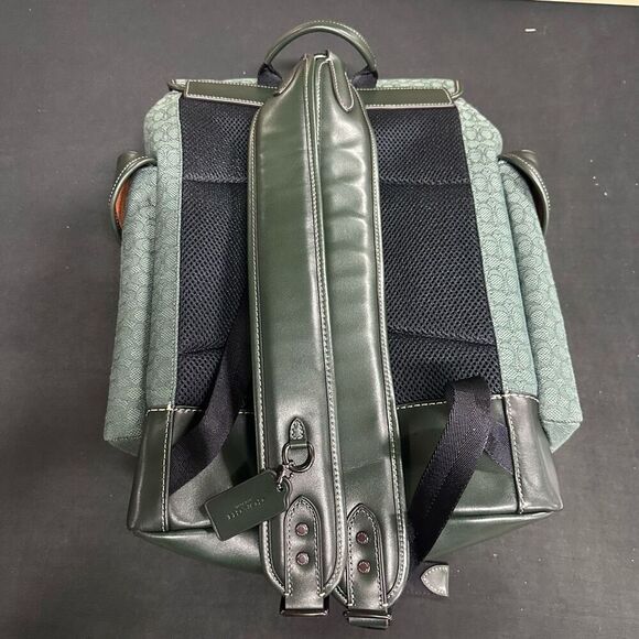 New Coach Hitch Amazon Green Micro Signature Jacquard Leather Backpack - Picture 6 of 13